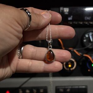 Amber Teardrop Pendant & Necklace